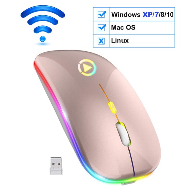 Wireless Mouse Bluetooth RGB Rechargeable Mouse Wireless Computer Silent Mause LED Backlit Ergonomic Gaming Mouse For PC Laptop - Korvel
