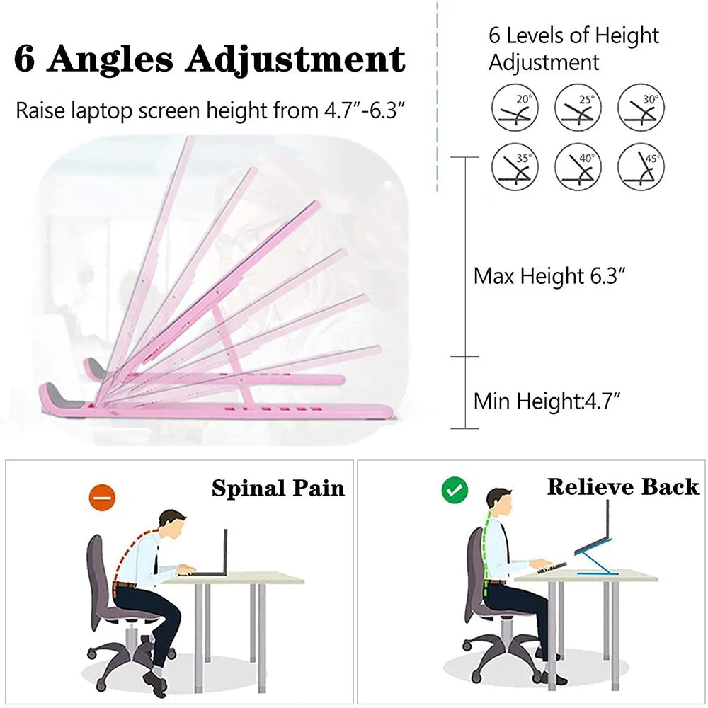 Universal Laptop Stand Adjustable Notebook Holder for Macbook Non-slip Foldable Cooling Base Bracket for Laptop/Tablet/phone - Korvel