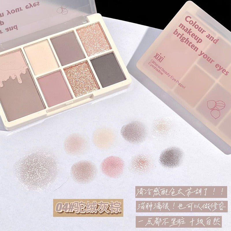 7 Color Eyeshadow Palette Red Wine Glitter Pearly Lasting Acrylic Eyeshadow Palette Korean Eyes Makeup Palette Beauty Makeup - Korvel