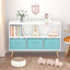 Kids bookcase with Collapsible Fabric Drawers Children's Book Display Toy Storage Cabinet Organizer White/Blue - Korvel