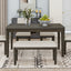 TOPMAX 6-Piece Dining Table Set with Upholstered Dining Chairs and Bench Farmhouse Style Tapered Legs Dark Gray+Beige - Korvel