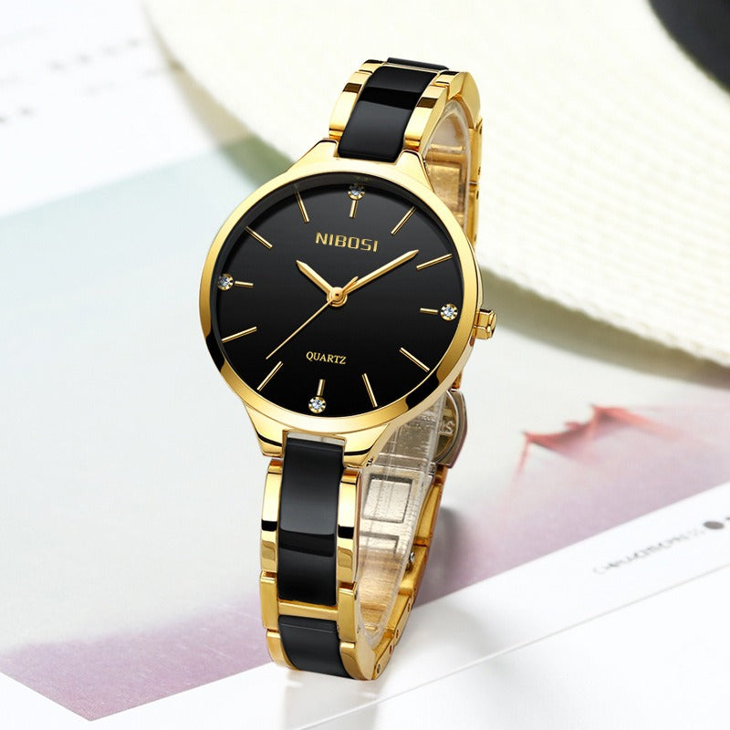 NIBOSI Luxury Ceramic Bracelet Watches Ladies Creative Quartz Watch For Women Female Clock Relogio Feminino Montre Femme 2330 - Korvel