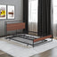 Cama de Plataforma de Metal Tamaño Queen con Trundle y Puertos USB - Negro