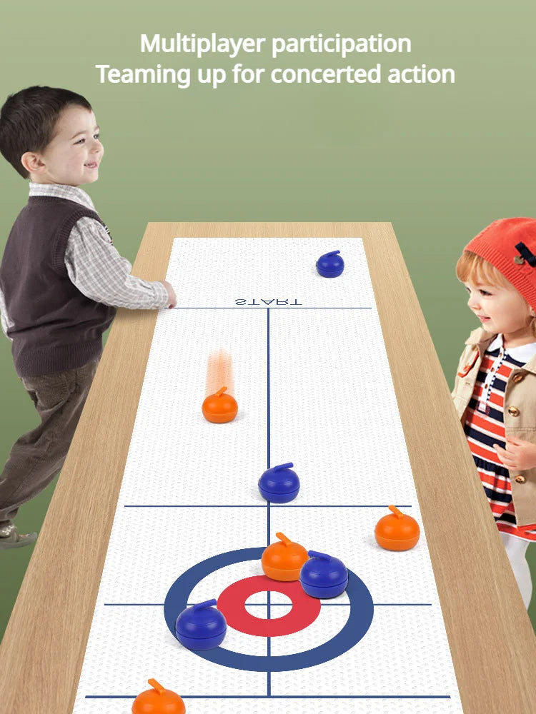 Tabletop Curling Game Set Mini Shuffleboard Fun Board Games for Adults Kids Families Gifts Shuffleboard Curling Accessories - Korvel