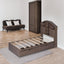 Twin Size Wood Platform Bed with House-shaped Storage Headboard and 2 Drawers Walnut - Korvel
