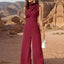 Ruched Mock Neck Sleeveless Jumpsuit - Korvel