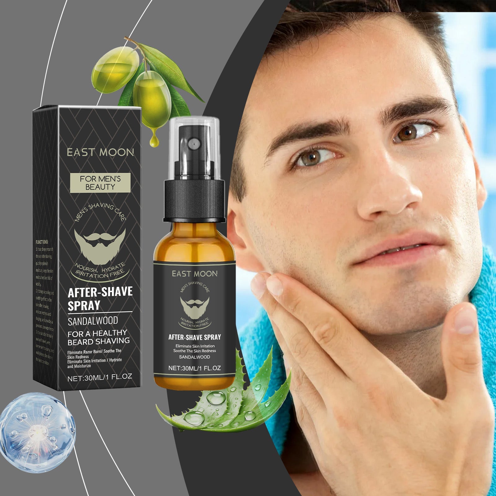 After Shave Spray Men's Beard Care Soothing Moisturizing Cool Skin Care Spray - Korvel