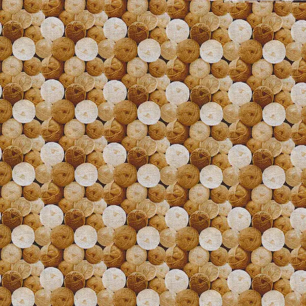 Brown Gold My Pet Family Yarn Balls Cotton Fabric - 44"/45" Per Yard