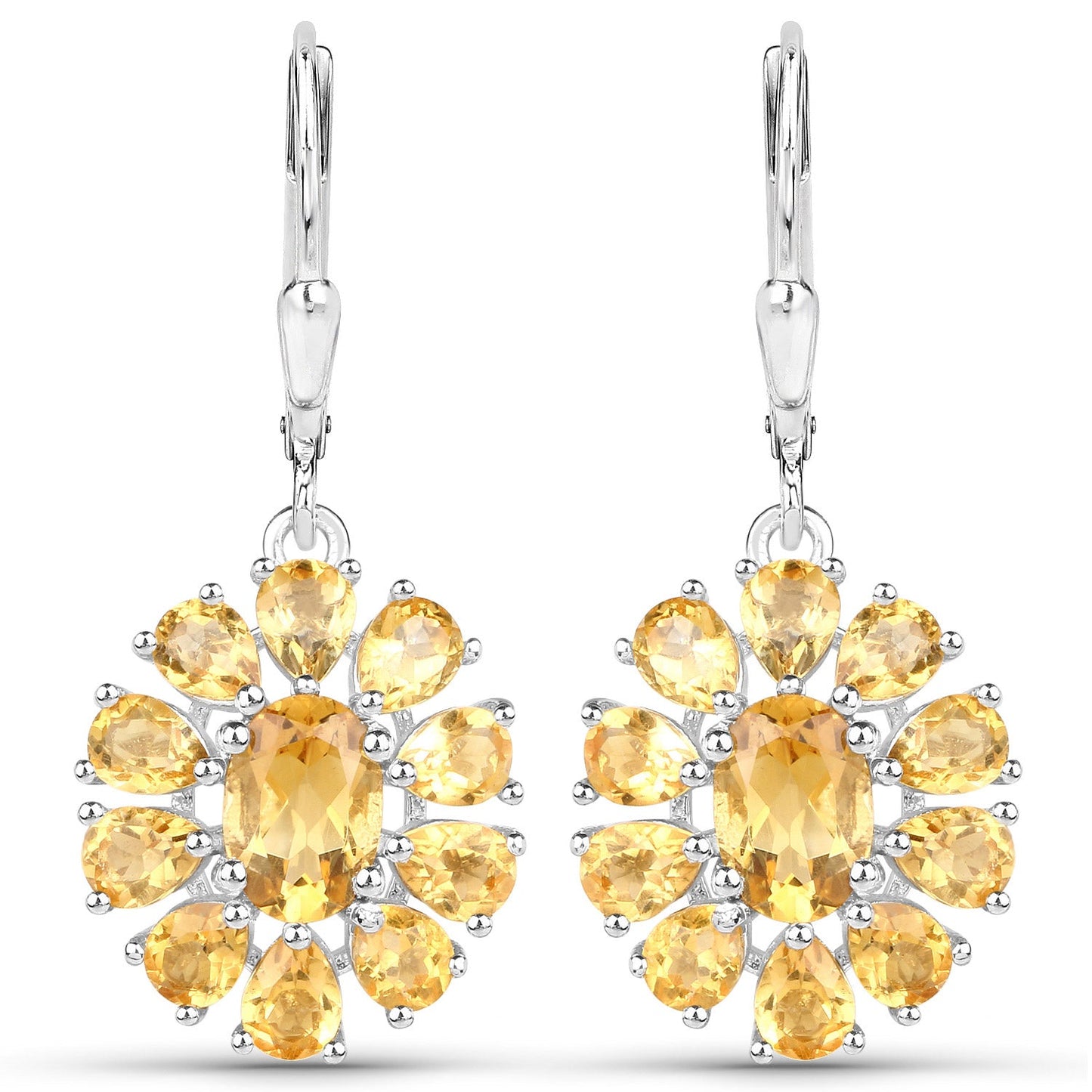 12.24 Carat Genuine Citrine & White Topaz Sterling Silver Jewelry Set