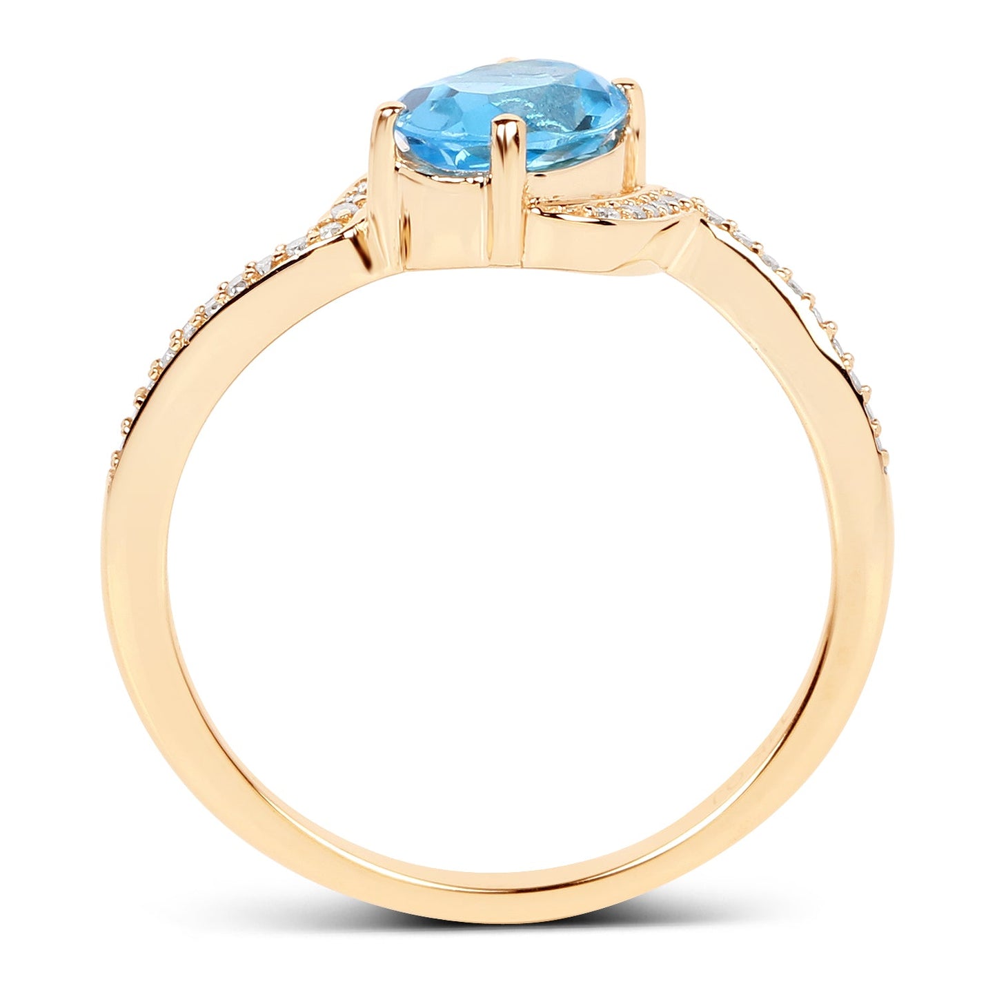 Anillo de Compromiso de Topacio Azul Suizo y Diamante de 1.04 Quilates en Oro Amarillo de 14K