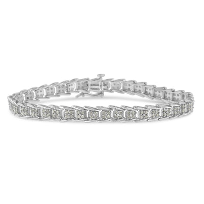 Bracelet de tennis en or blanc 10k avec diamants en forme de éventail - 2 cttw