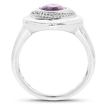 2.00 Carat Genuine Amethyst Sterling Silver Engagement Ring