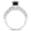 Bague de fiançailles en or blanc 14K avec saphir bleu et diamants de 1,55 carat