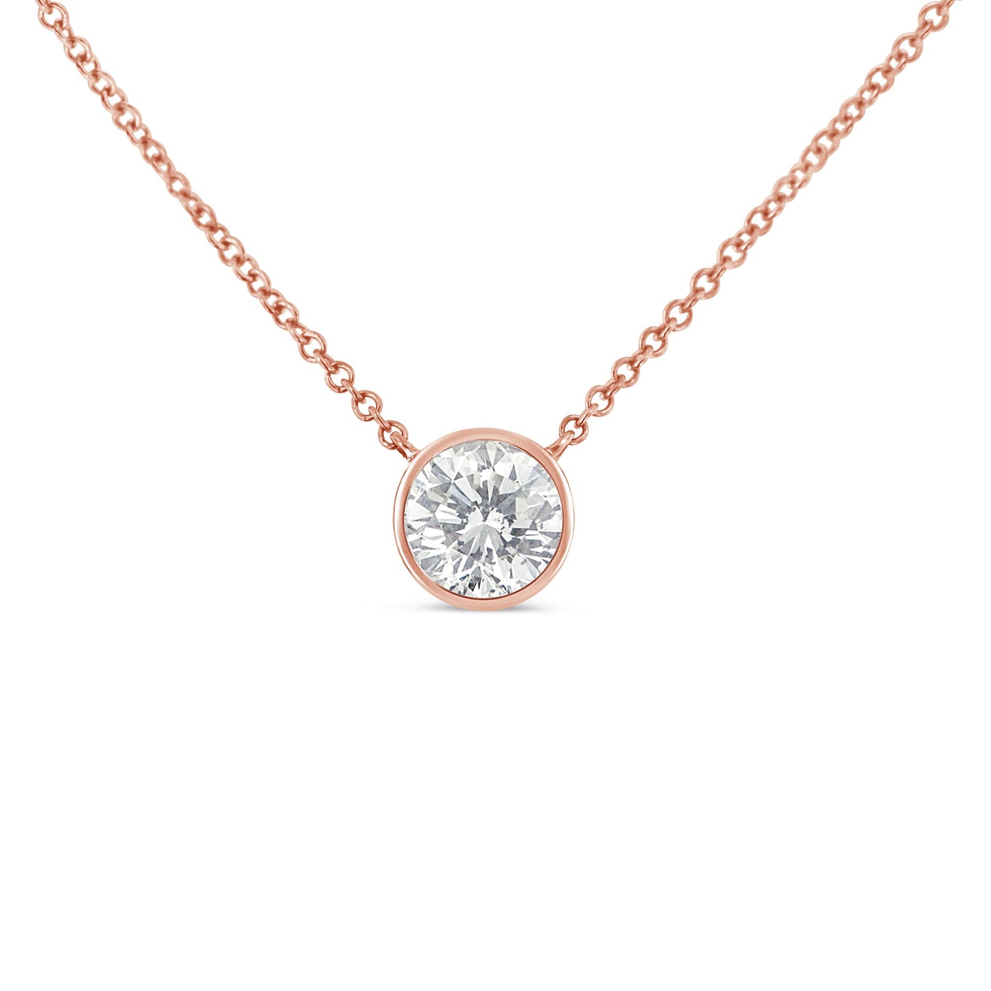 Collier Pendentif Solitaire en Diamant Monté en Bézel en Or Blanc 10K