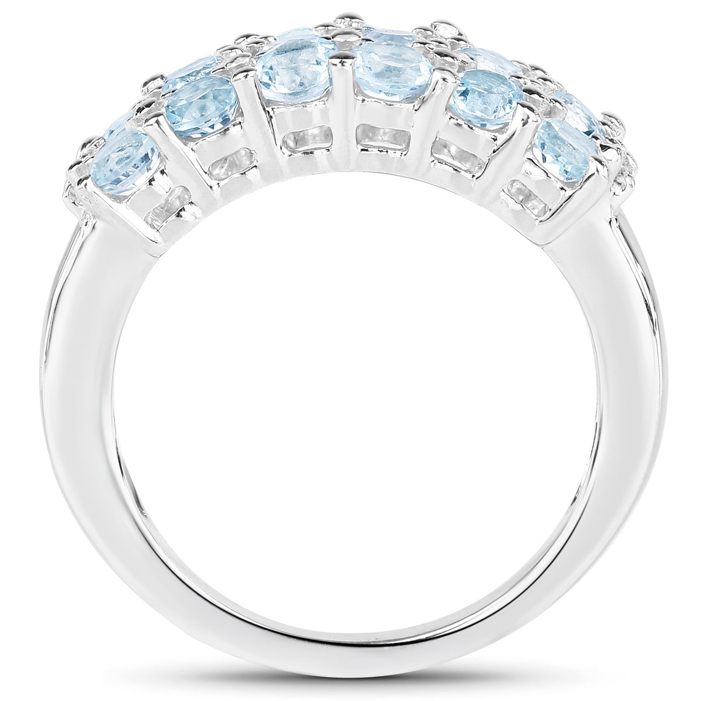 Anillo de Plata Esterlina con Topacio Azul y Topacio Blanco de 2.29 Quilates