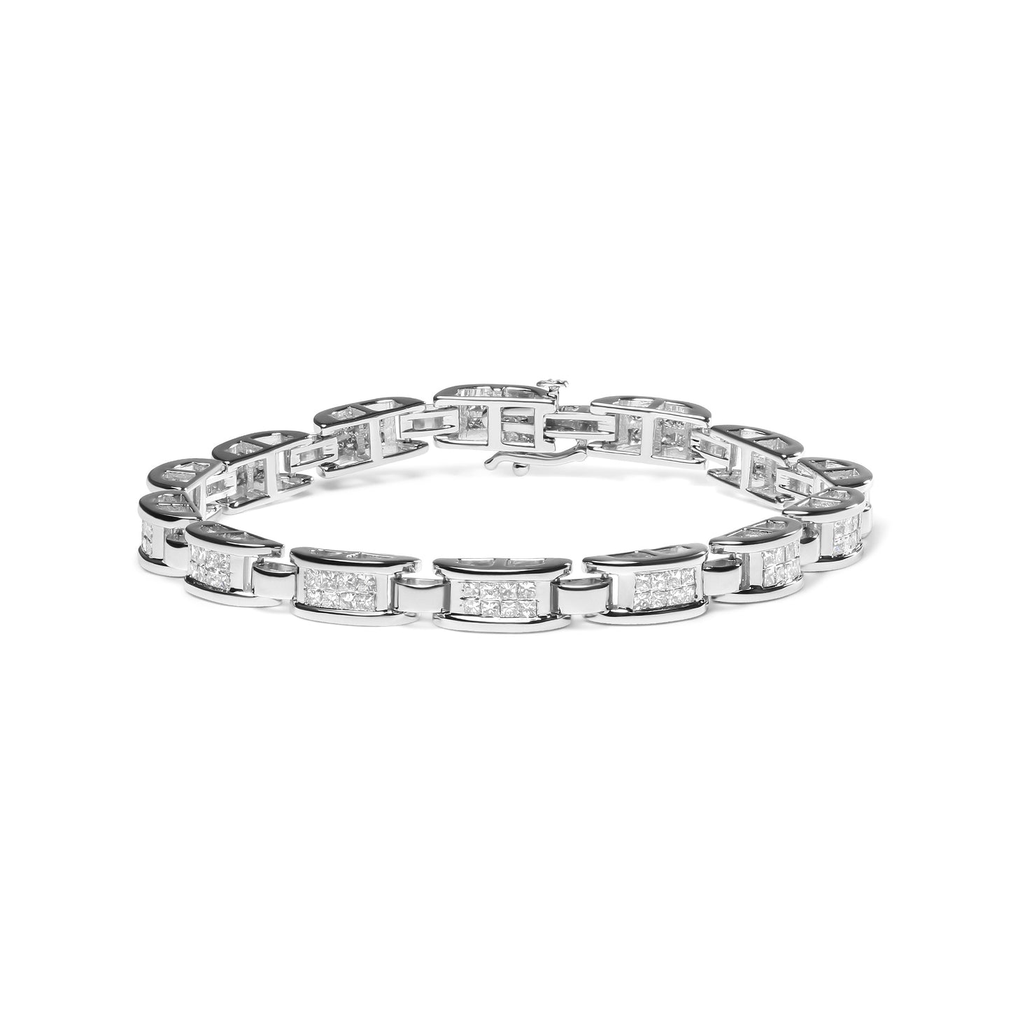 Pulsera de Tenis de Diamantes con Montura Invisible en Oro Blanco de 14K 3.0 Cttw