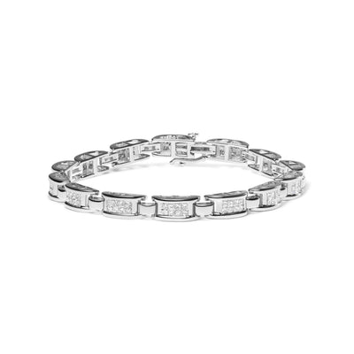 Bracelet de tennis en diamant invisible en or blanc 14K 3.0 Cttw