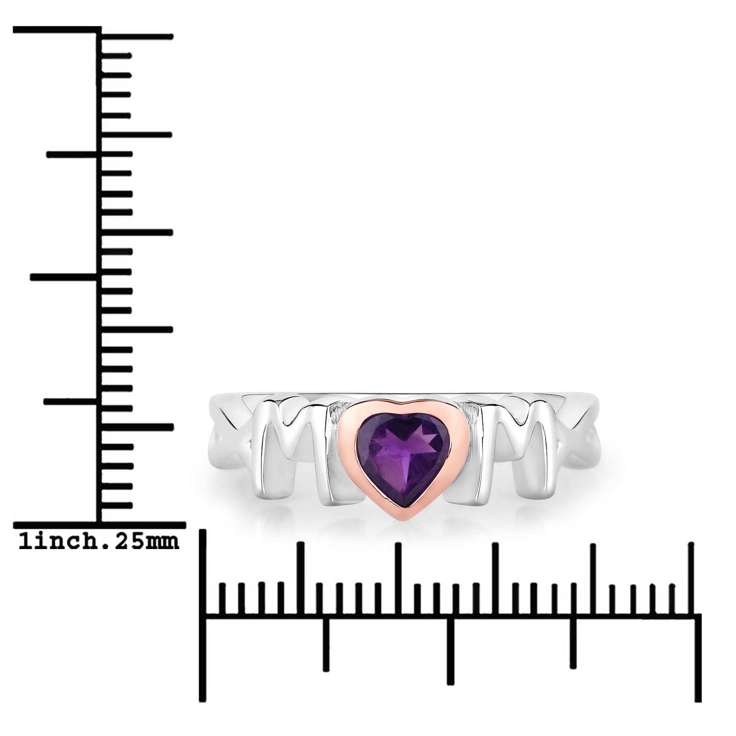Anillo de Amatista Genuina de 0.43 Quilates en Plata Esterlina .925