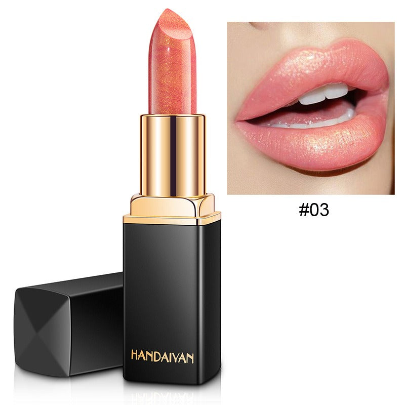 HANDAIYAN Shiny Metallic Lipstick Pearlescent Color Change Warm Lipstick Gold lipstick - Korvel