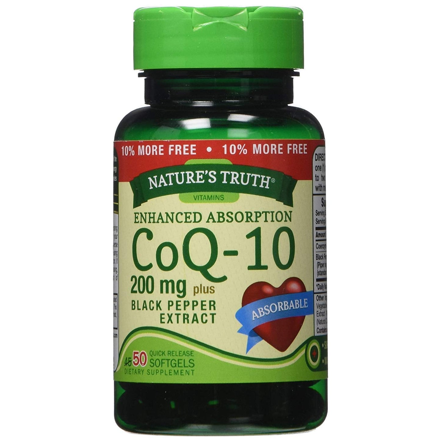 Nature's Truth CoQ-10 + Extracto de Pimienta Negra Softgels - 200mg