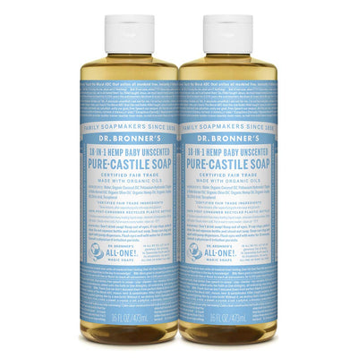 Jabón Líquido Puro de Castile Baby Mild Sin Fragancia de Dr. Bronner - 16 Fl Oz