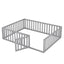 Queen Size Wood Floor Bed Frame with Fence and Door Gray(OLD SKU:WF289663AAE) - Korvel