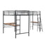 Twin Size Metal Loft Bed with Two Built-in Desks Black - Korvel