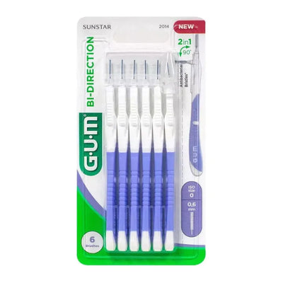 Cepillo Interdental Bi-Direccional GUM Tamaño 2 - 0.9mm (Paquete de 6)