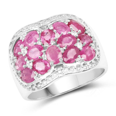 3.04 Carat Genuine Ruby & White Topaz Sterling Silver Ring