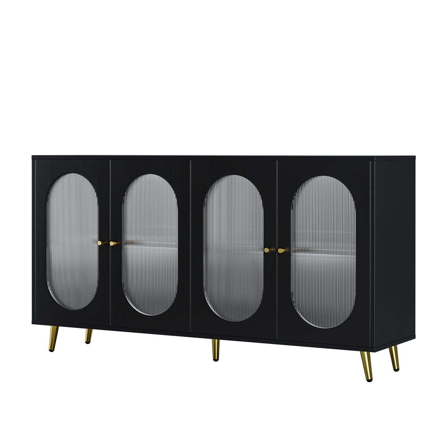 Modern Accent Sideboard Cabinet with Acrylic Doors, Freestanding Storage Cupboard Console Table for Kitchen Dining Black - Korvel