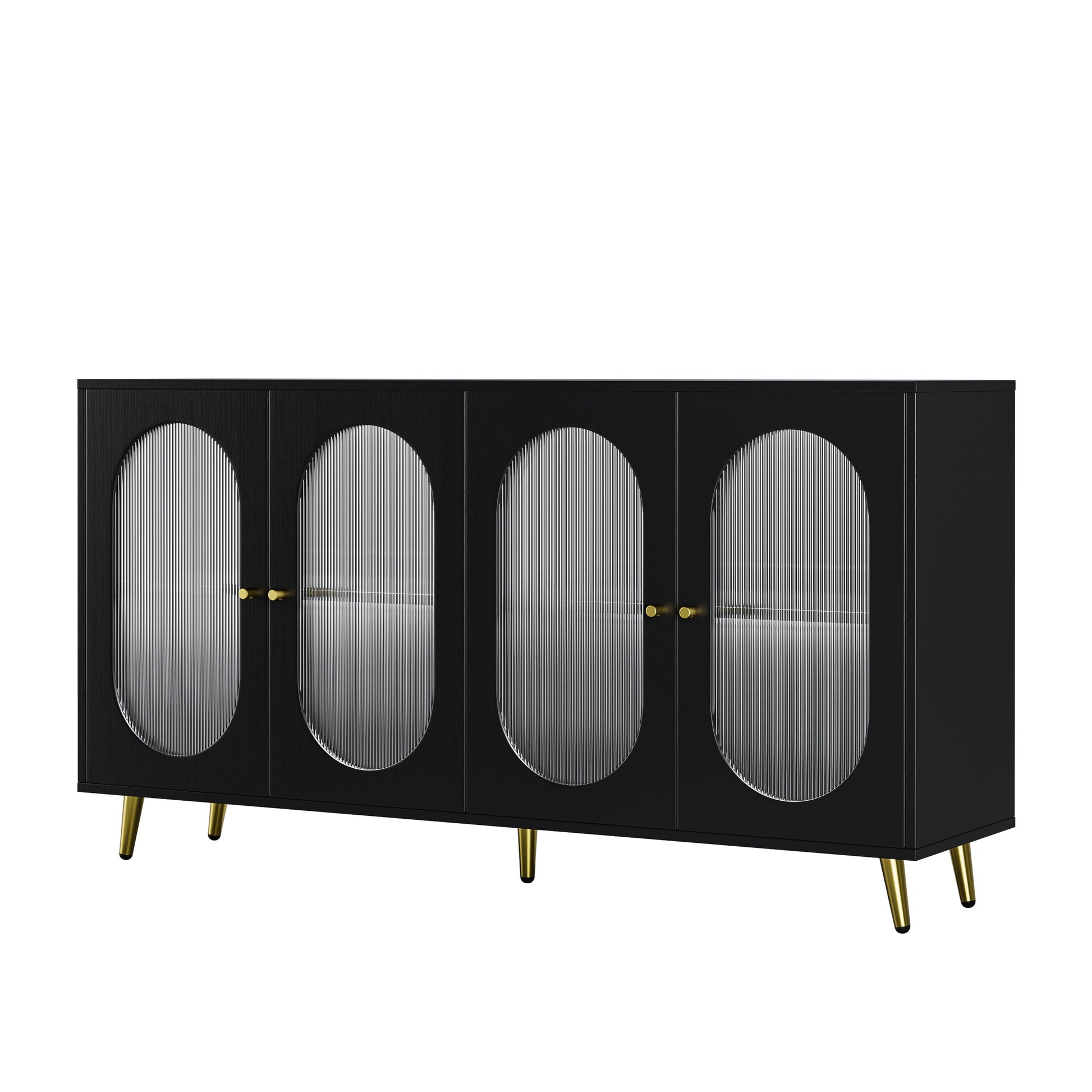 Modern Accent Sideboard Cabinet with Acrylic Doors, Freestanding Storage Cupboard Console Table for Kitchen Dining Black - Korvel