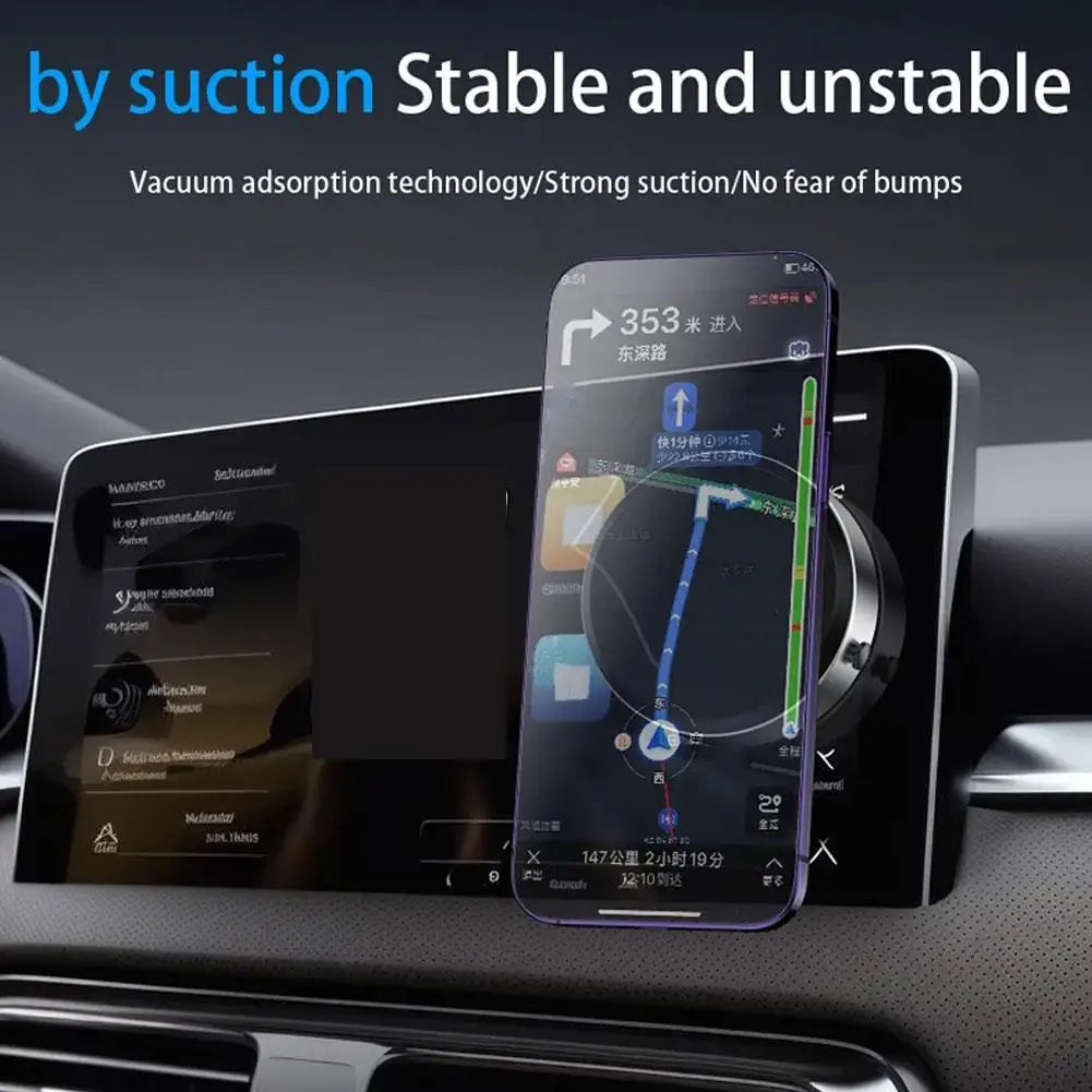 Car Mount Mobile Phone Holder Intelligent Magnetic Vacuum Adsorption Ultra Stable Suction Cup Bracket For Navigation Live Stream - Korvel