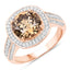 Anillo de Diamante Marrón de 3.01 Quilates Certificado IGI y Diamante Blanco de 0.52cttw en Oro Rosa