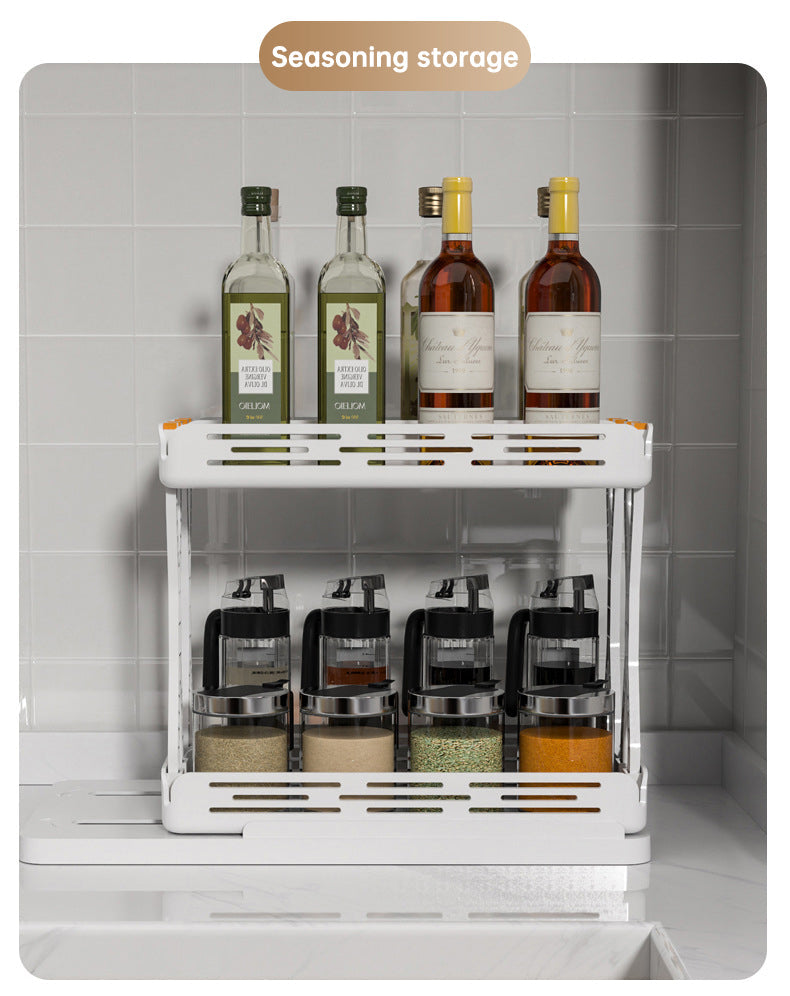 Pull out Rotating Spice Rack Organizer for Cabinet Rotate Makeup Organizer Slide Bottle Box Holder Plastic Seasoning Spice Rack - Korvel