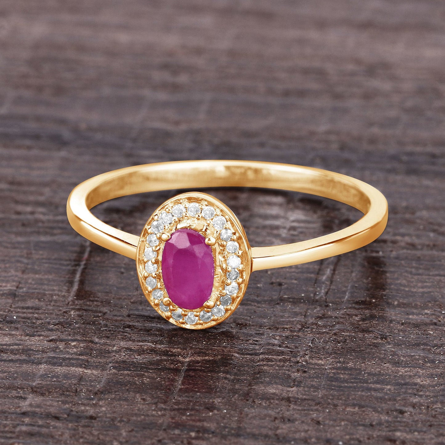 0.33 Carat Ruby and Diamond 14K Yellow Gold Engagement Ring