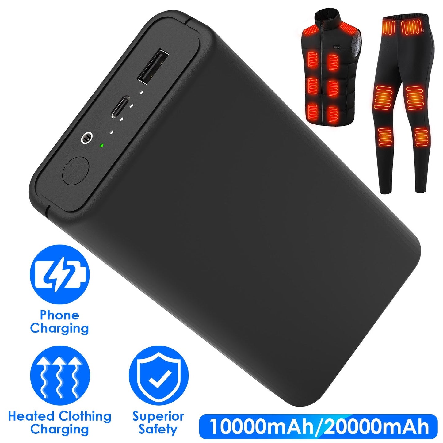 Banco de energía de 20000mAh para ropa calefaccionada