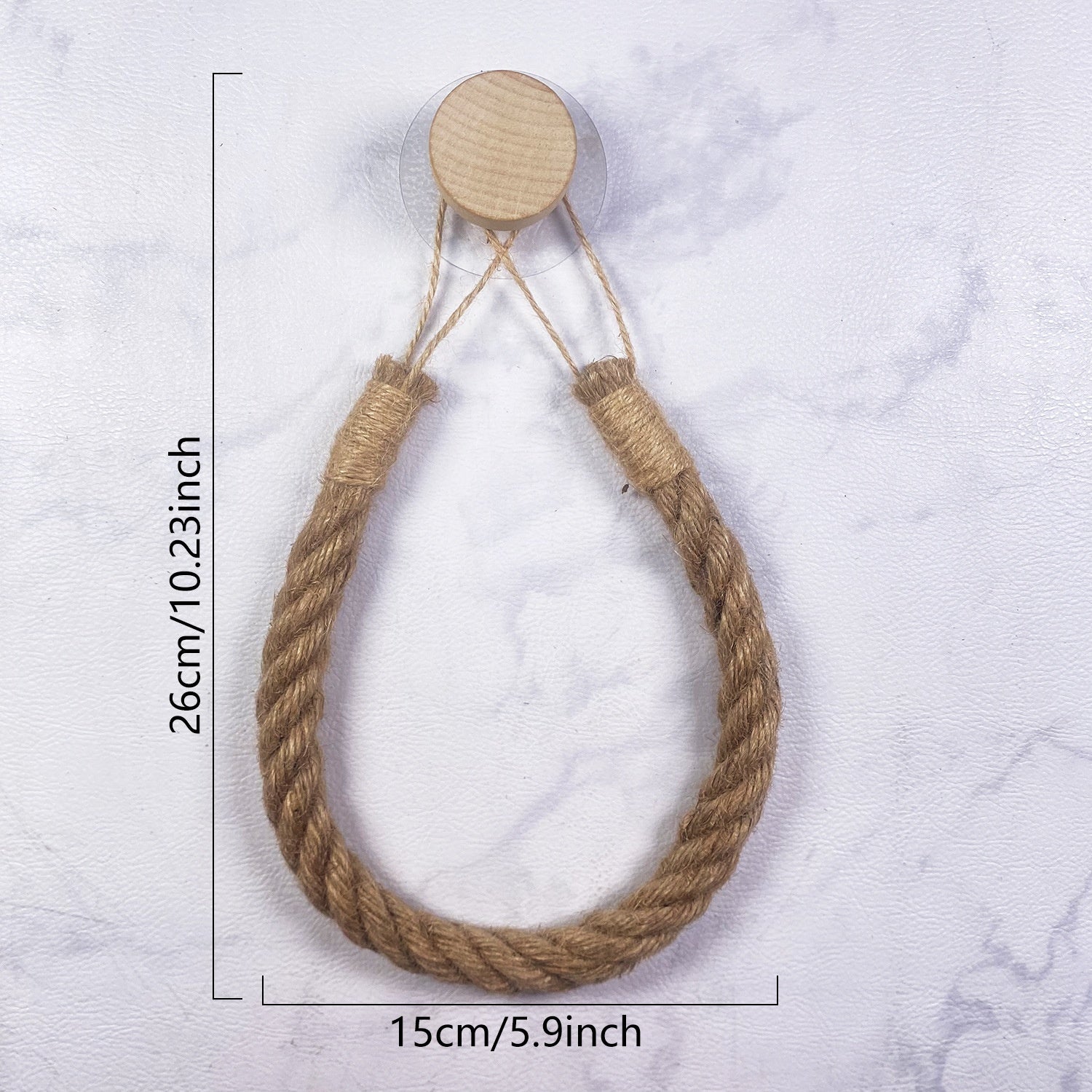 Wooden Hook Seamless Adhesive No Drilling Handmade Woven Hemp Rope Towel Rack Tissue Holder Bathroom Toilet - Korvel