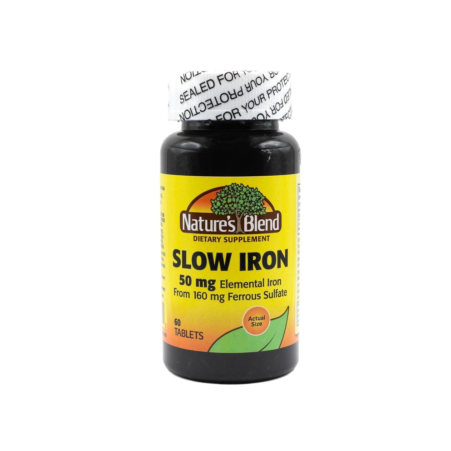 Tabletas de Hierro Lento Nature's Blend de 50 Mg - 60 Contenido