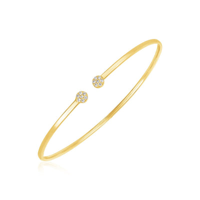 14k Yellow Gold High Polish Diamond Cluster Bangle
