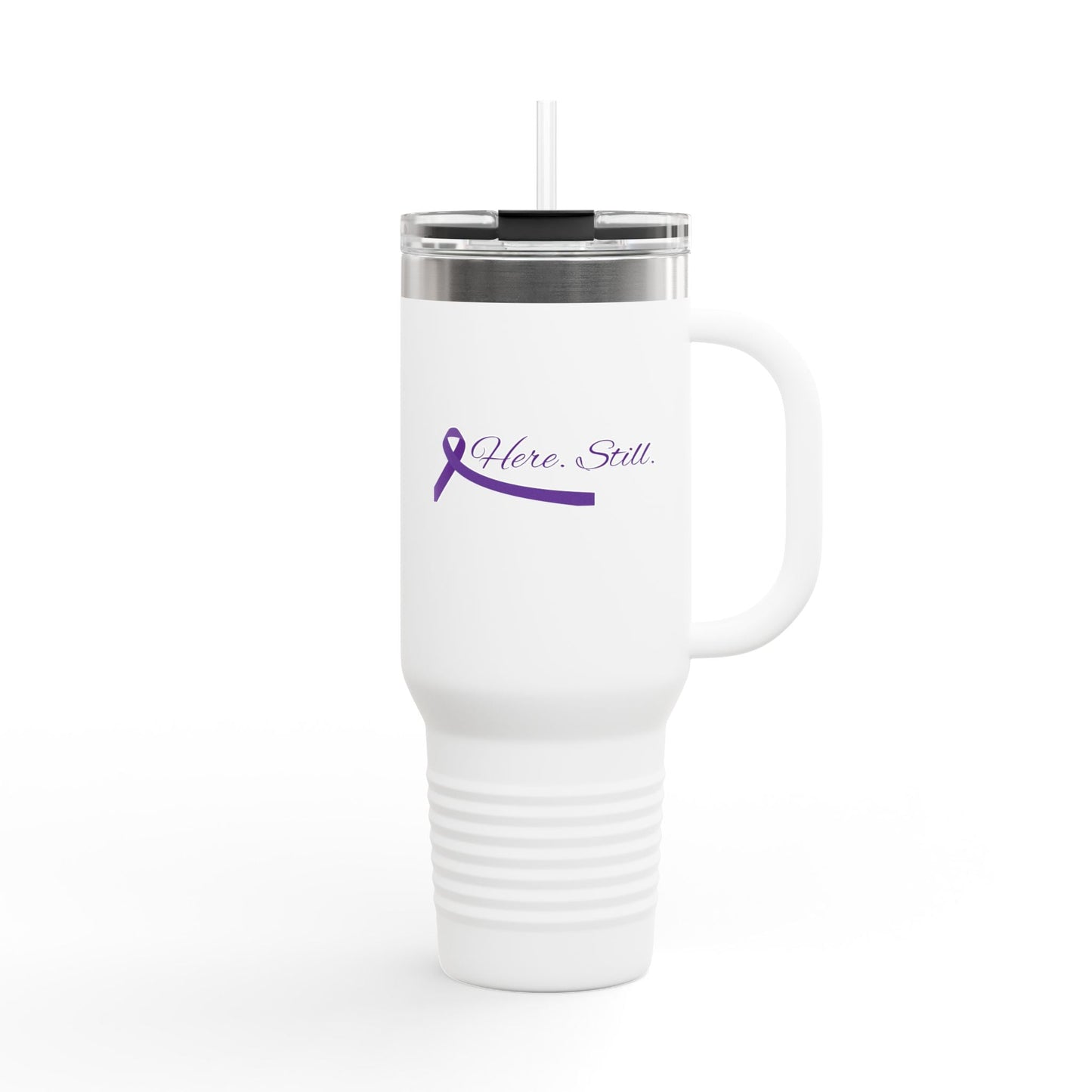 Aquí. Aún. Taza de viaje aislada de 40 oz - Conciencia sobre la epilepsia