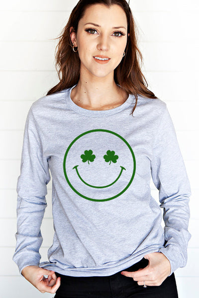 Clover Smiley Face Long Sleeve T-Shirt