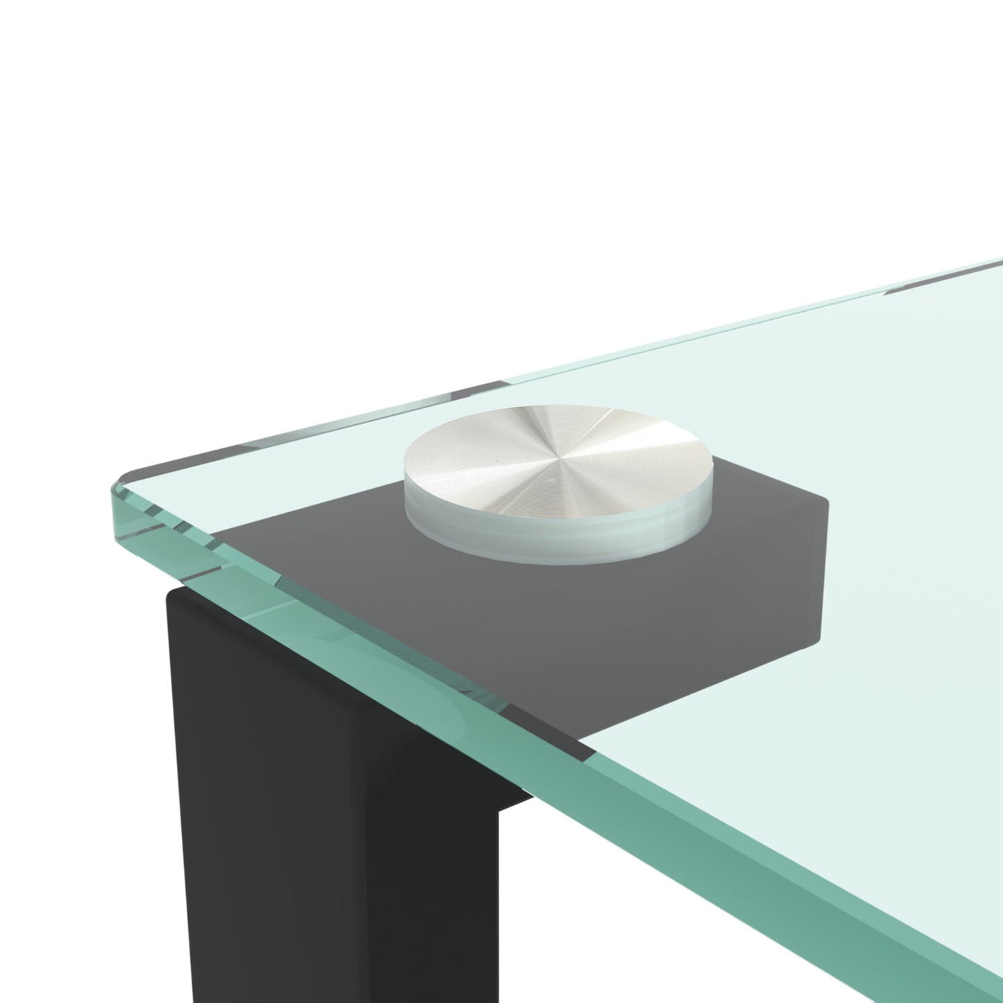 Glass two layer tea table, small round table, bedroom corner table, living room black side table - Korvel