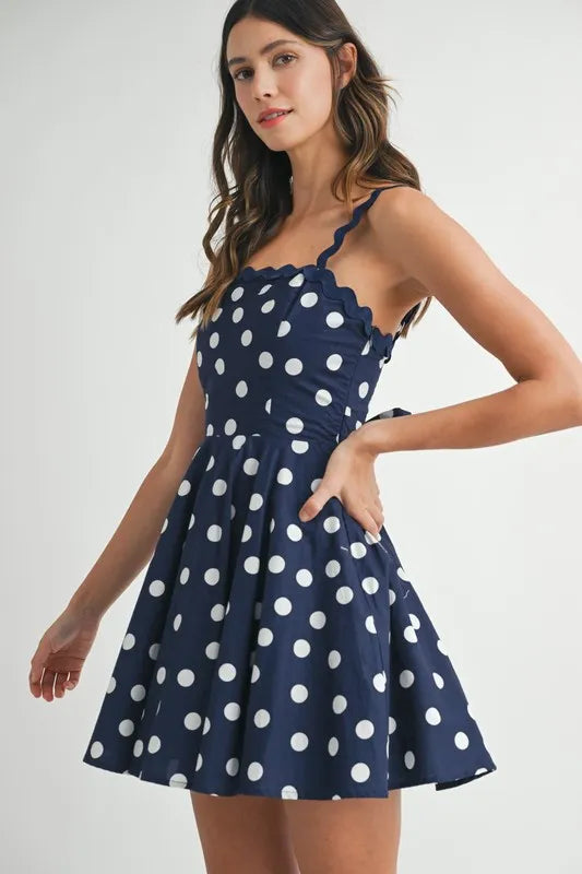 Chic Polka Dot Mini Dress with Unique Ricrac Trim – Perfect for Summer Fun - Korvel