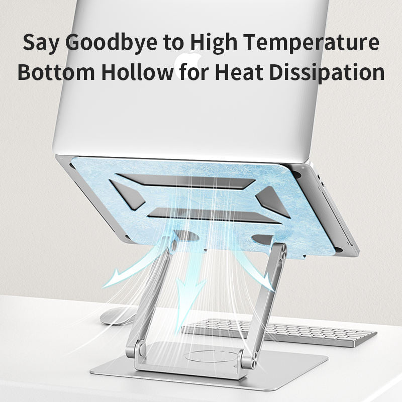 Office Aluminum Notebook Bracket Computer Cooling Bracket Double Pole Folding 360 Degree Stepless Rotation - Korvel