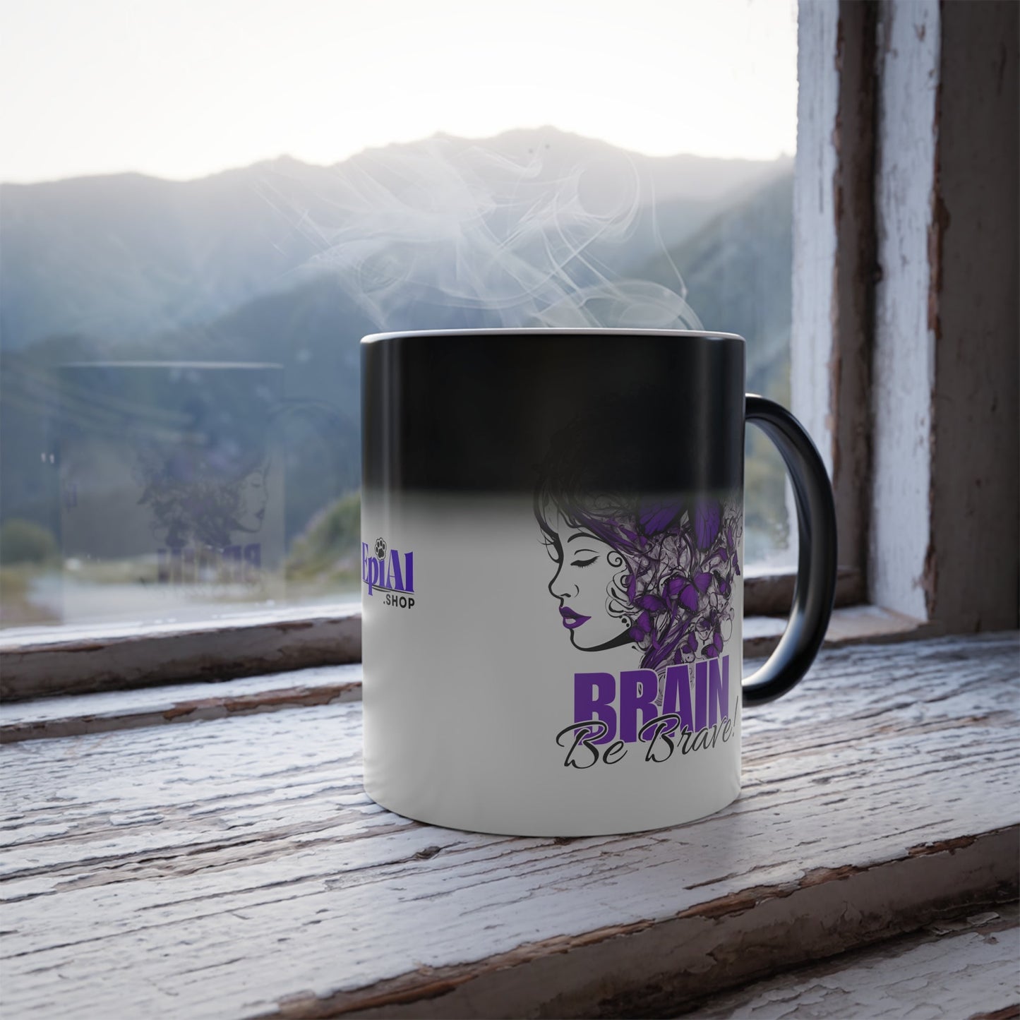 Mug color morphing Beautiful Brain Be Brave, 11oz