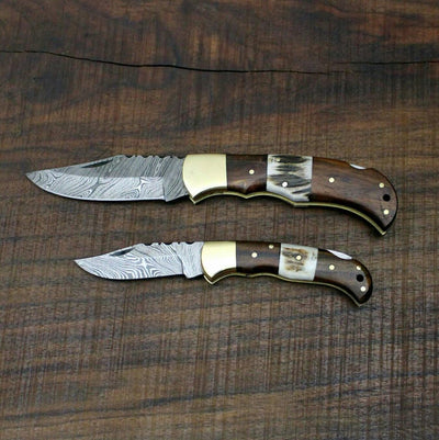 Premium Handmade Damascus Steel Folding Knives - Korvel