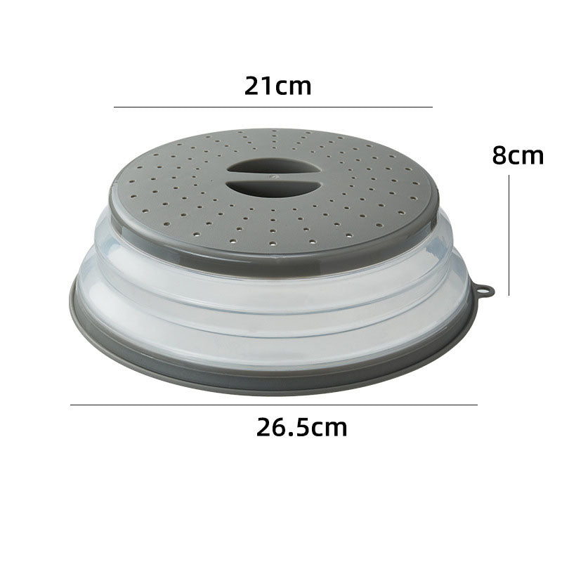 Folding cover with hooks, microwave heating cover, multifunctional silicone folding fresh-keeping cover, oil proof and splash pr - Korvel