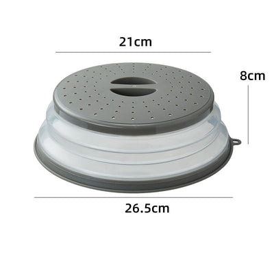 Folding cover with hooks, microwave heating cover, multifunctional silicone folding fresh-keeping cover, oil proof and splash pr - Korvel