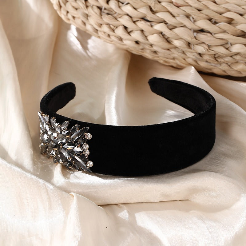 Serre-tête large en strass élégant