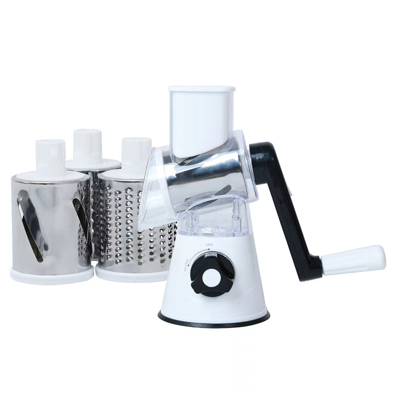 5-in-1 Cheese Grater: Gourmet, Rotary with Hand Crank, 10 Blades (3 Blades-C), for Cheese & Vegetable Slicing. - Korvel